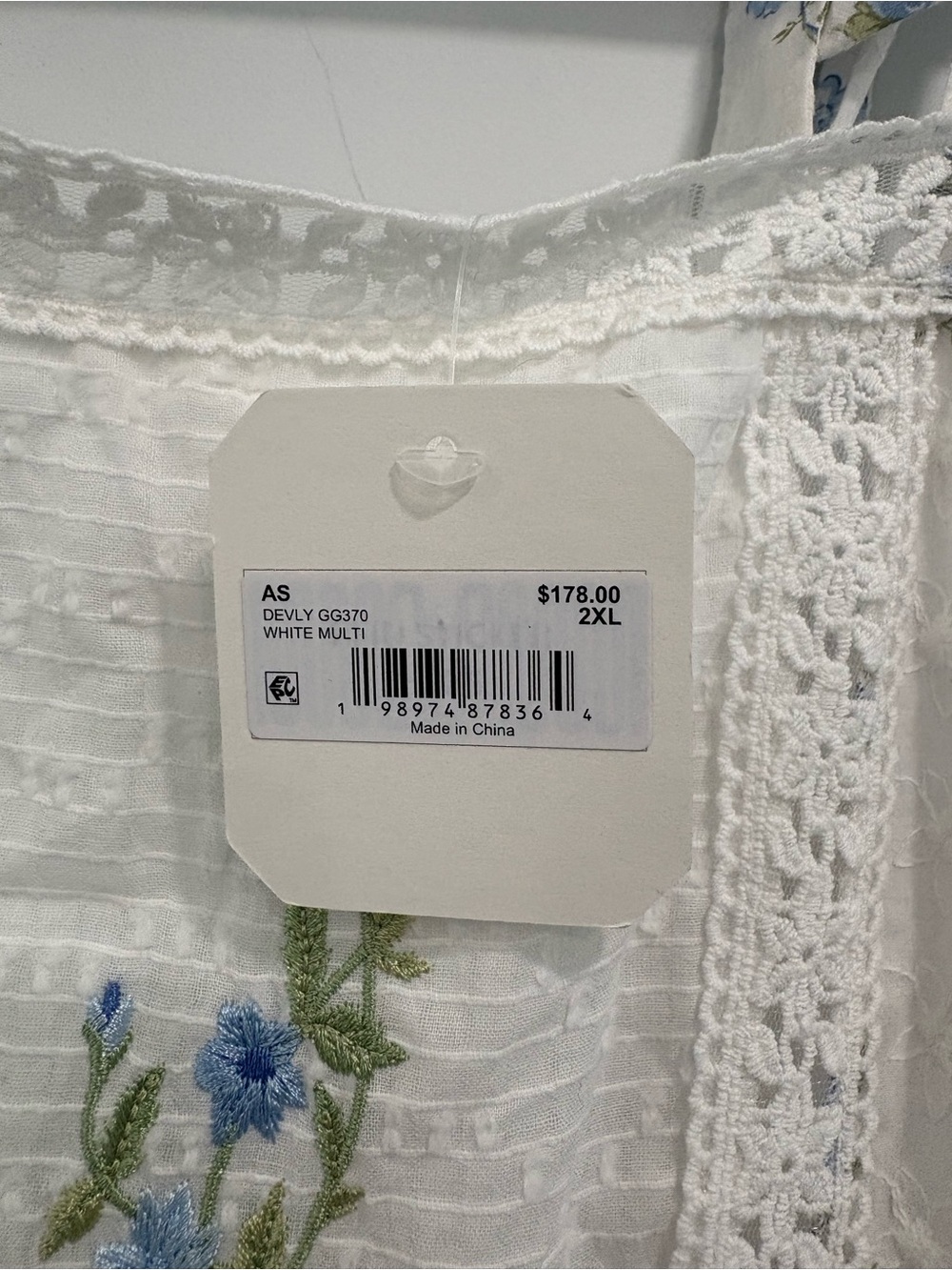 Altar’d State White Floral Tie-Shoulder Maxi Dress - Blue Embroidery - Picture 7 of 8